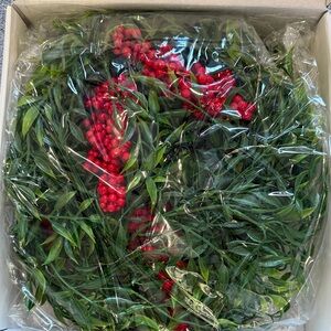 Festive Green and Red Holiday Wreath